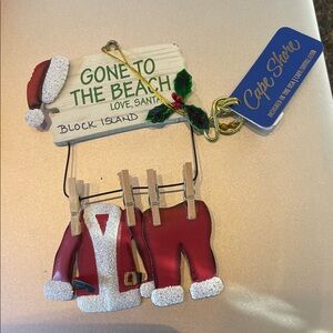 Santa Beach Ornament - GONE TO THE BEACH - block island